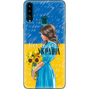 Чехол Uprint Samsung A207 Galaxy A20s Україна дівчина з букетом