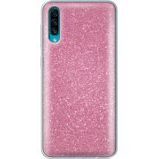 Чехол с блёстками Samsung A307 Galaxy A30s Розовый