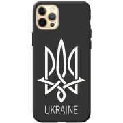 Черный чехол BoxFace Apple iPhone 12 Pro Max Тризуб монограмма ukraine