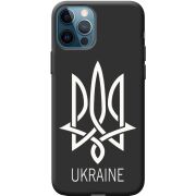 Черный чехол BoxFace Apple iPhone 12 Pro Тризуб монограмма ukraine