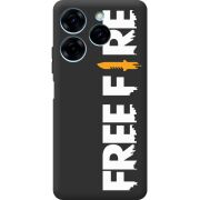 Черный чехол BoxFace Tecno Spark 20 Pro Free Fire White Logo