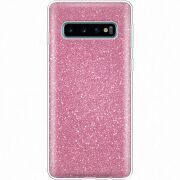 Чехол с блёстками Samsung G973 Galaxy S10 Розовый